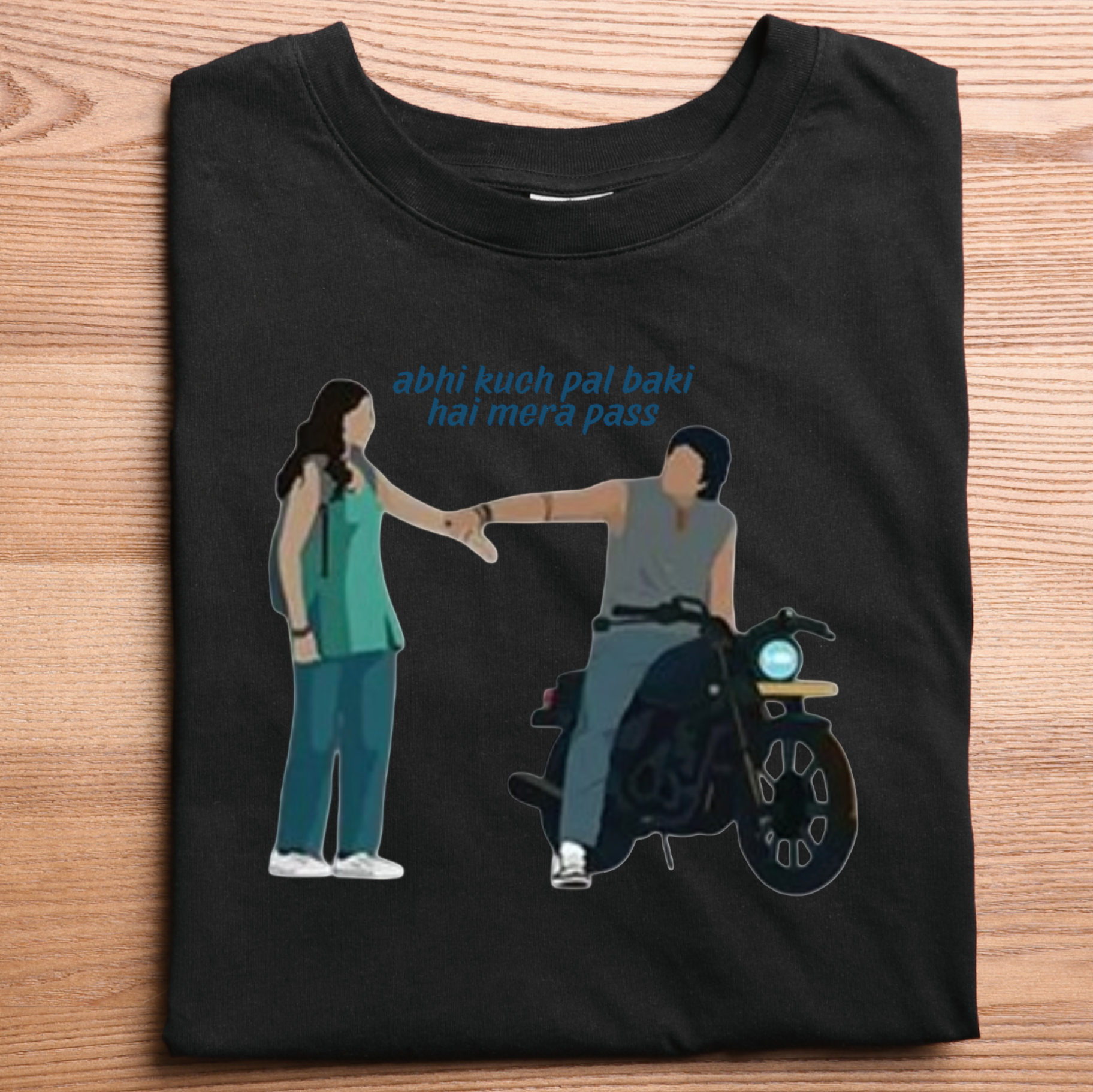 “Saiyara-Inspired Romantic Quote T-Shirt – ‘Abhi Kuch Pal Baki Hai Mere Paas’ T-Shirt