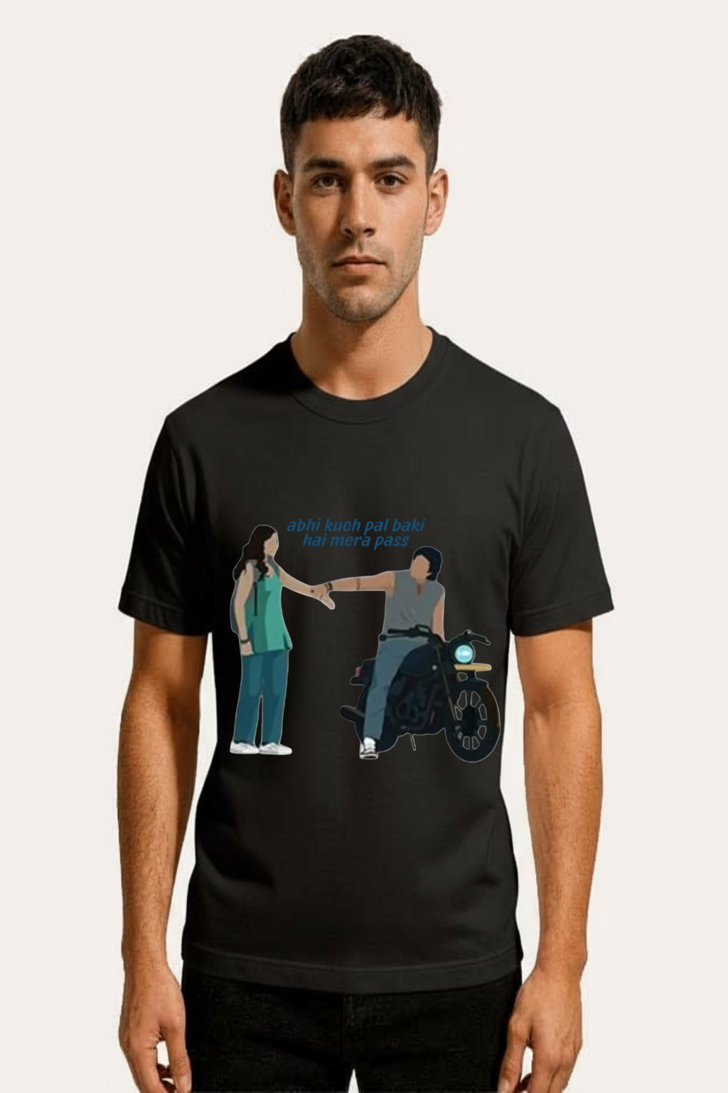 “Saiyara-Inspired Romantic Quote T-Shirt – ‘Abhi Kuch Pal Baki Hai Mere Paas’ T-Shirt